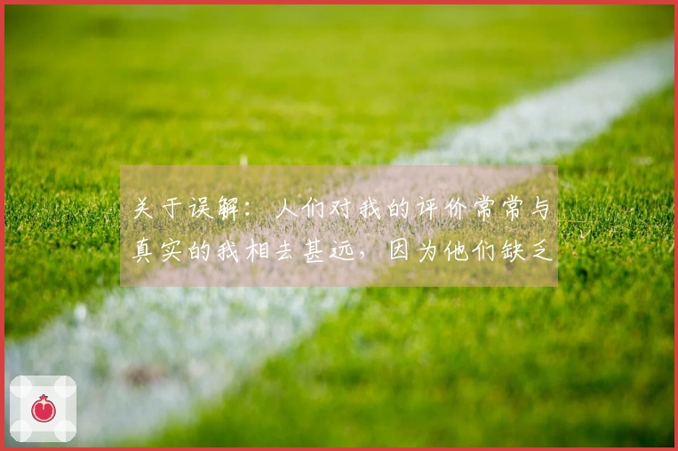 关于误解：人们对我的评价常常与真实的我相去甚远，因为他们缺乏对我的了解